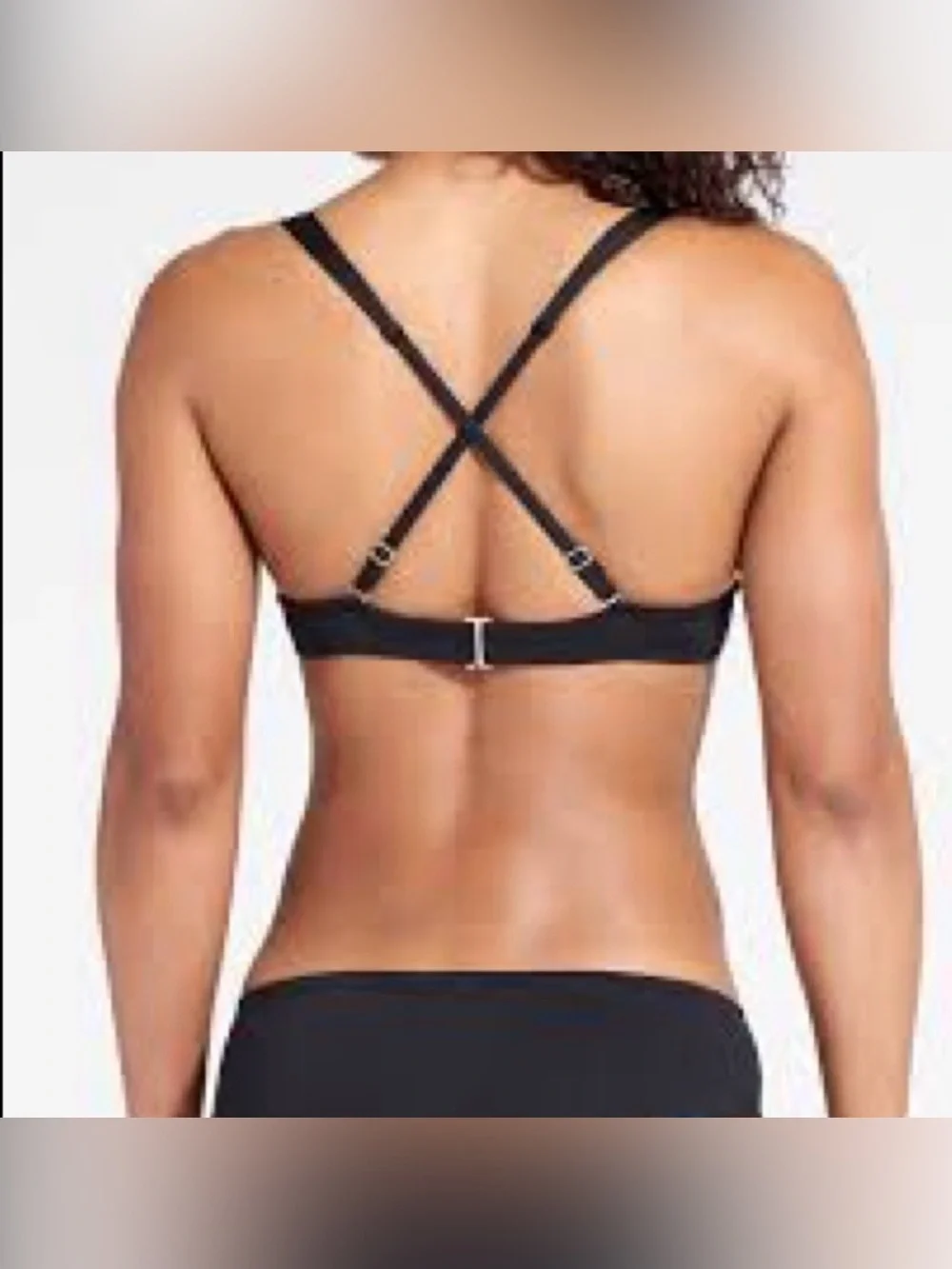 Athleta Hampton Black Twist Front Underwire Padded Beach Swim Bikini Top 34 B/C